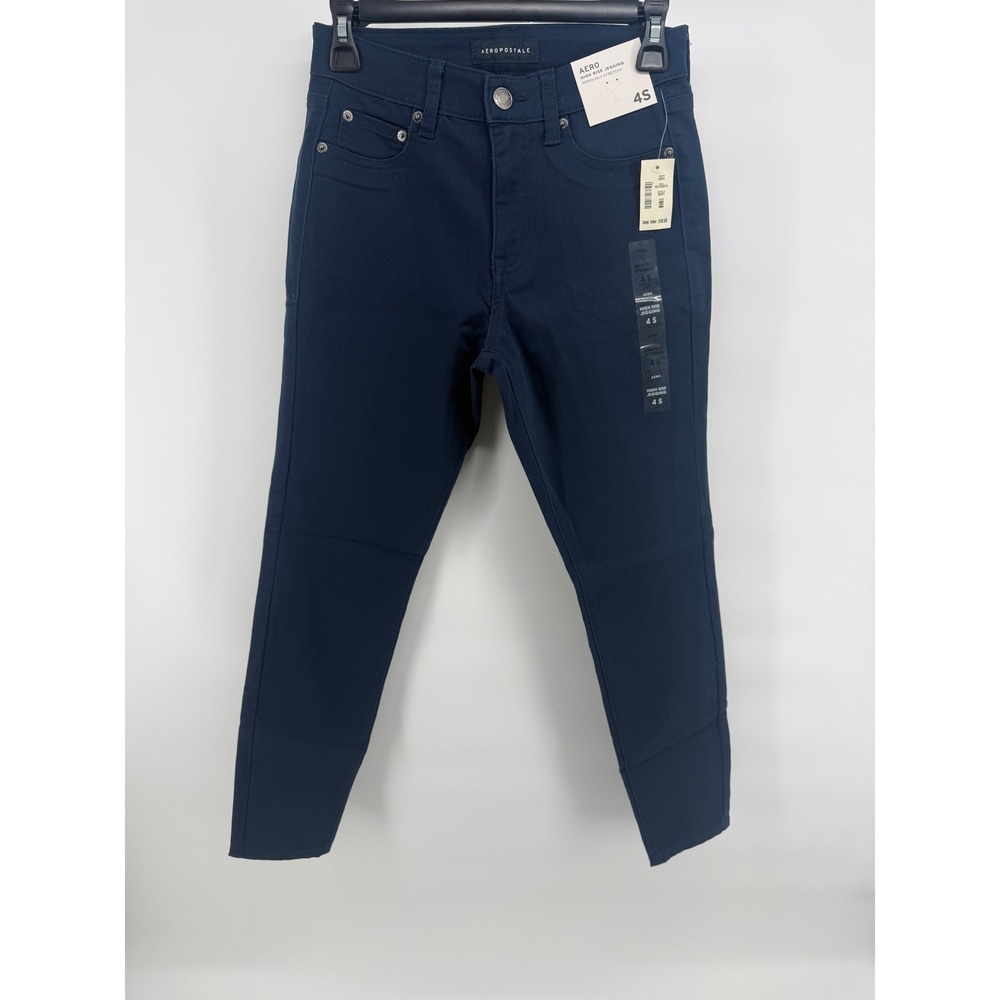 Aeropostale Womens High Rise Jegging Navy Blue Stretchy Skinny Pants 4S 8051